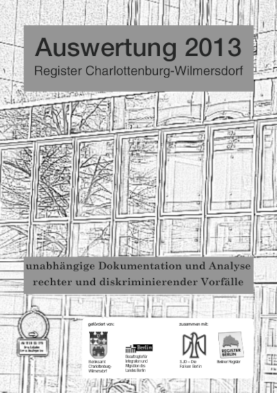 Titelseite der Broschüre: Auswertung 2013 vom Register Charlottenburg-Wilmersdorf