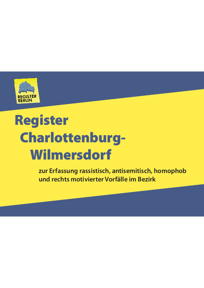 Titelseite der Selbsdarstellungs-Broschüre: Register Charlottenburg-Wilmersdorf von 2014