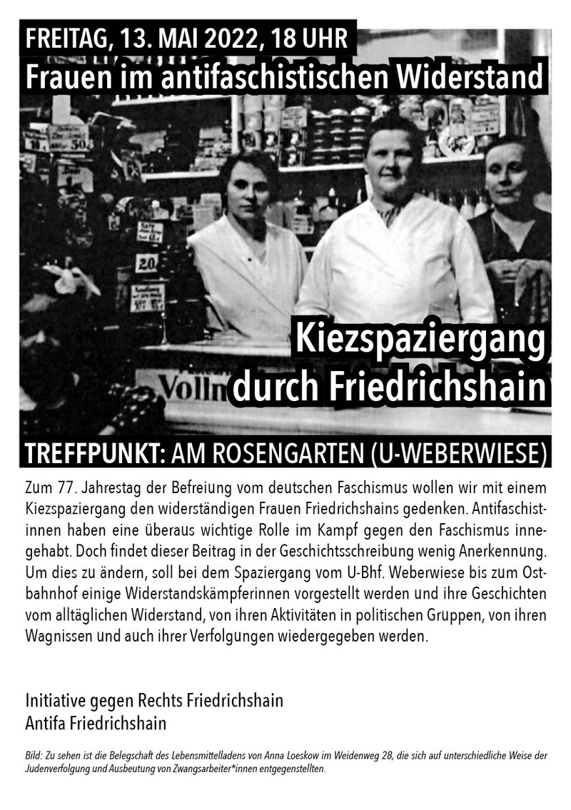Kiezspaziergang Friedrichshain Frauen im Widerstand 13.05.2022